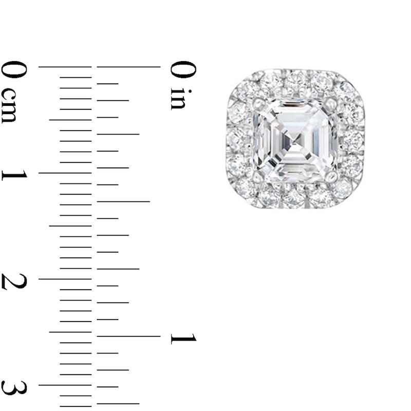 Main Image 2 of 1/2 CT. T.W. Asscher-Cut Diamond Frame Stud Earrings in 14K White Gold