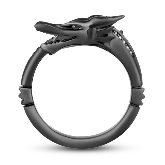 Enchanted Disney Villains Maleficent 1/8 CT. T.w. Diamond Dragon Wrap Ring in Sterling Silver with Black Rhodium