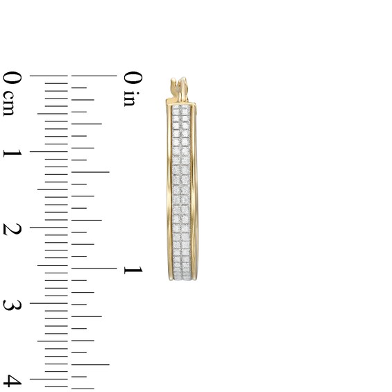 20.0mm Double Row Glitter Inside-Out Hoop Earrings in Hollow 14K Gold