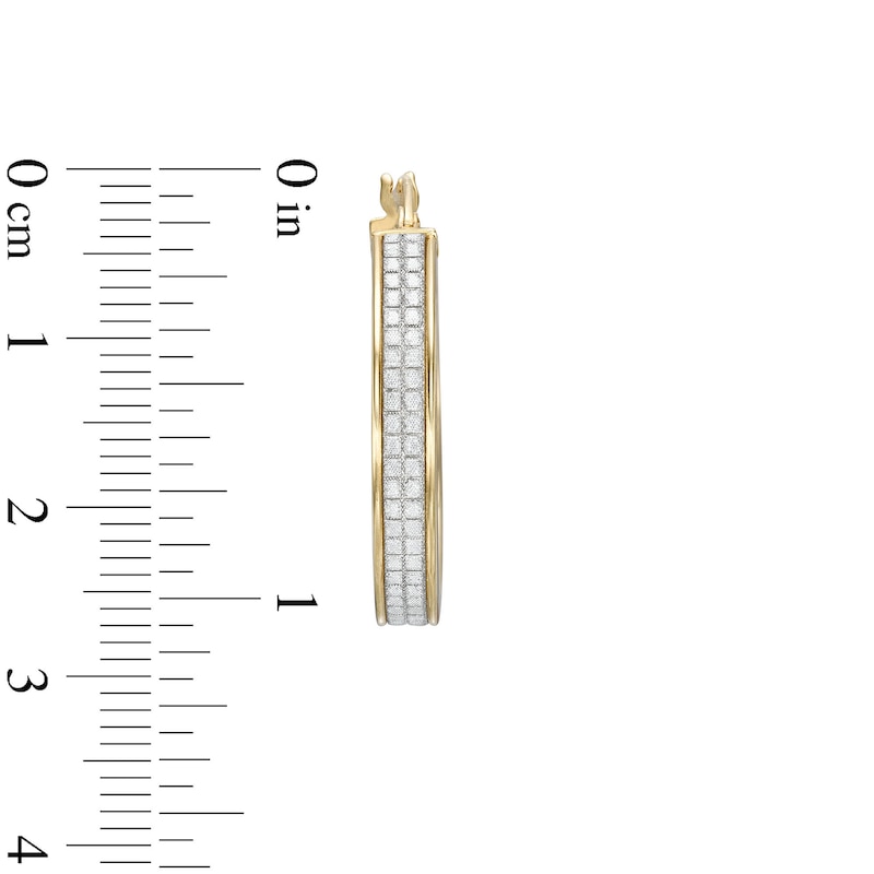 Main Image 3 of 20.0mm Double Row Glitter Inside-Out Hoop Earrings in Hollow 14K Gold