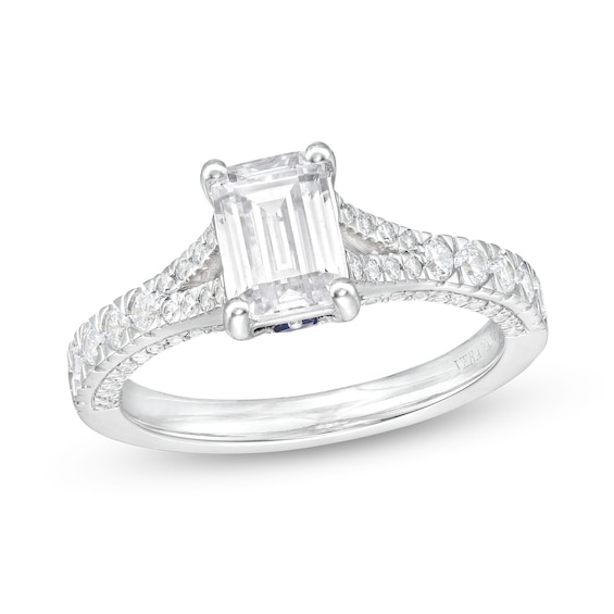 Vera Wang Love Collection Certified Emerald-Cut Center Diamond 1-1/2 CT. T.w. Engagement Ring in 14K White Gold (I/Si2)