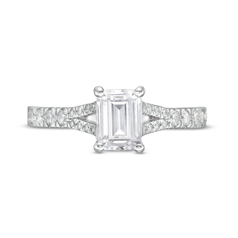 Main Image 4 of Vera Wang Love Collection Certified Emerald-Cut Center Diamond 1-1/2 CT. T.W. Engagement Ring in 14K White Gold (I/SI2)
