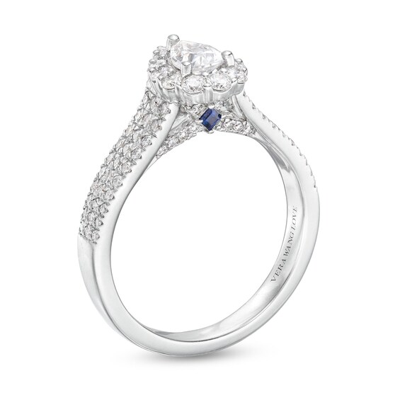 Vera Wang Love Collection 1-1/4 CT. T.w. Pear-Shaped Diamond Flower Frame Engagement Ring in 14K White Gold (I/Si2)