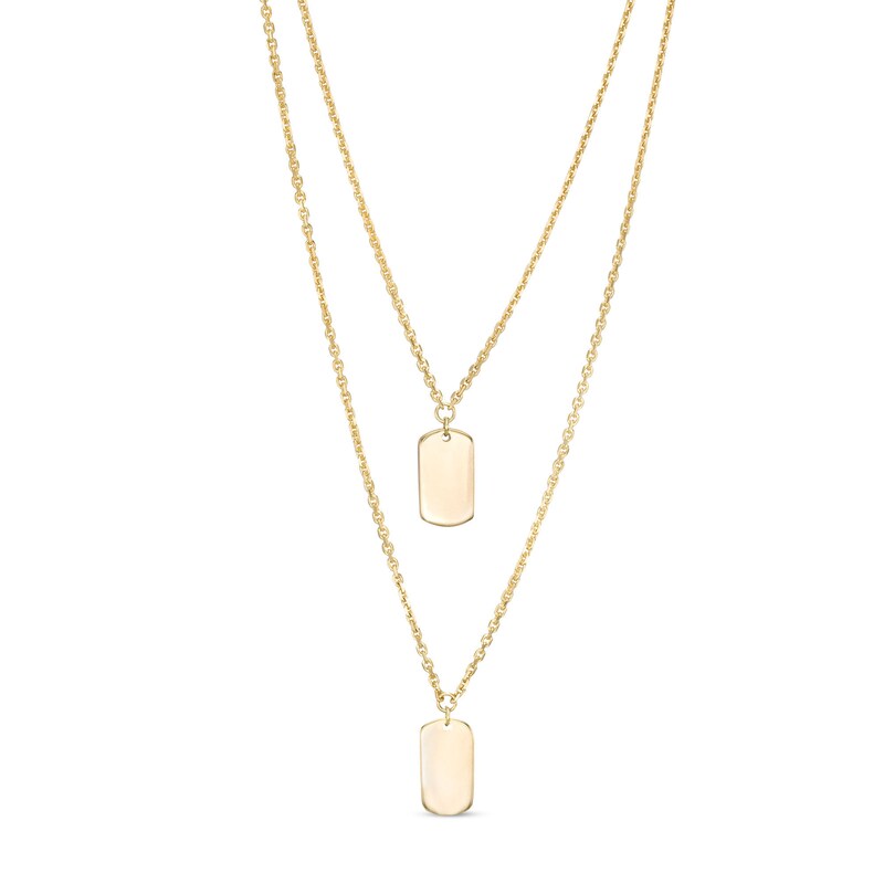 Main Image 1 of Dog Tag Double Strand Necklace in 10K Gold