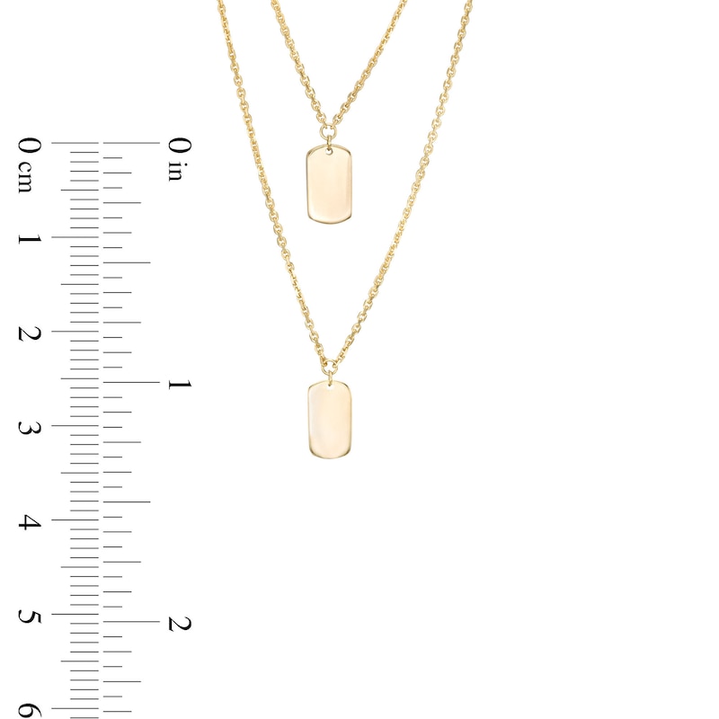 Dog Tag Double Strand Necklace in 10K Gold