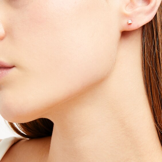 1/5 CT. T.w. Certified Princess-Cut Diamond Solitaire Stud Earrings in 14K Rose Gold (J/I1)