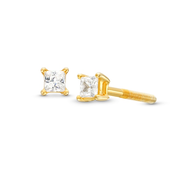 1/5 CT. T.w. Certified Princess-Cut Diamond Solitaire Stud Earrings in 14K Gold (J/I1)