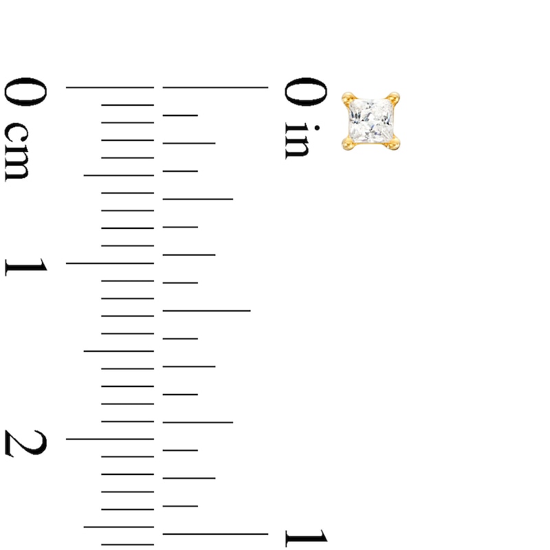Main Image 3 of 1/5 CT. T.W. Certified Princess-Cut Diamond Solitaire Stud Earrings in 14K Gold (J/I1)