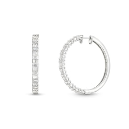 2 CT. T.W. Certified Baguette Lab-Grown Diamond Hoop Earrings in 14K White Gold (F/SI2)