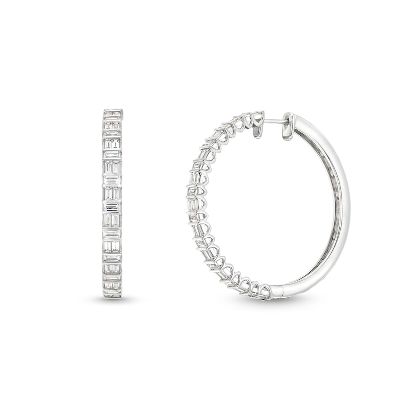 Main Image 1 of 2 CT. T.W. Certified Baguette Lab-Grown Diamond Hoop Earrings in 14K White Gold (F/SI2)