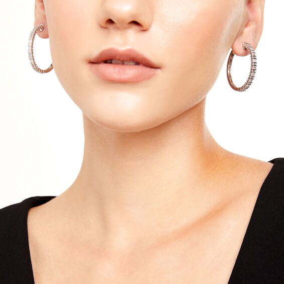 2 CT. T.w. Certified Baguette Lab-Grown Diamond Hoop Earrings in 14K White Gold (F/Si2)