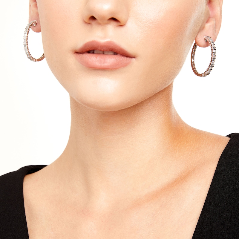 Main Image 2 of 2 CT. T.W. Certified Baguette Lab-Grown Diamond Hoop Earrings in 14K White Gold (F/SI2)
