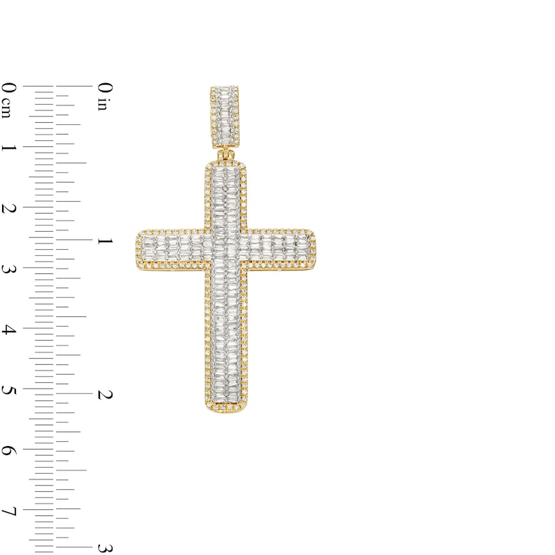 Main Image 2 of 1-1/2 CT. T.W. Diamond Double Row Cross Charm in 10K Gold