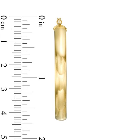 Flat 35.0mm Hoop Earrings in Hollow 14K Gold