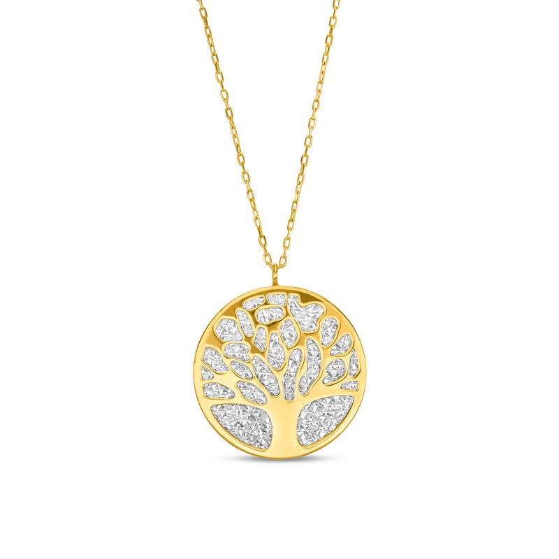 Main Image 1 of Tree of Life Disc Pendant in 10K Two-Tone Gold