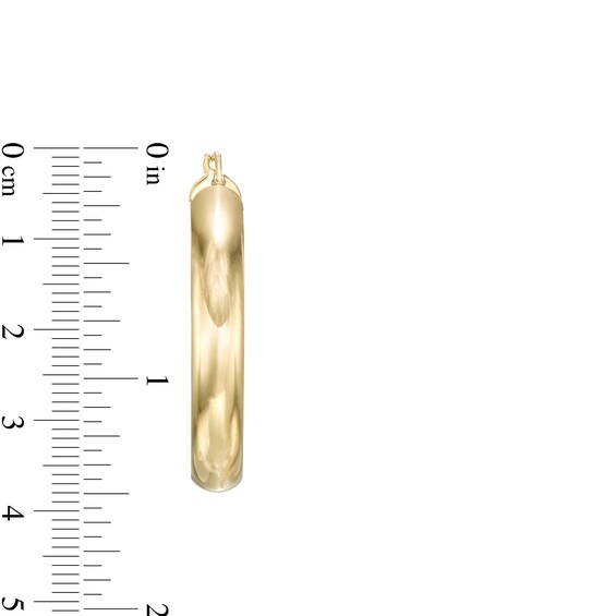 Flat 38.0mm Oval Hoop Earrings in Hollow 14K Gold