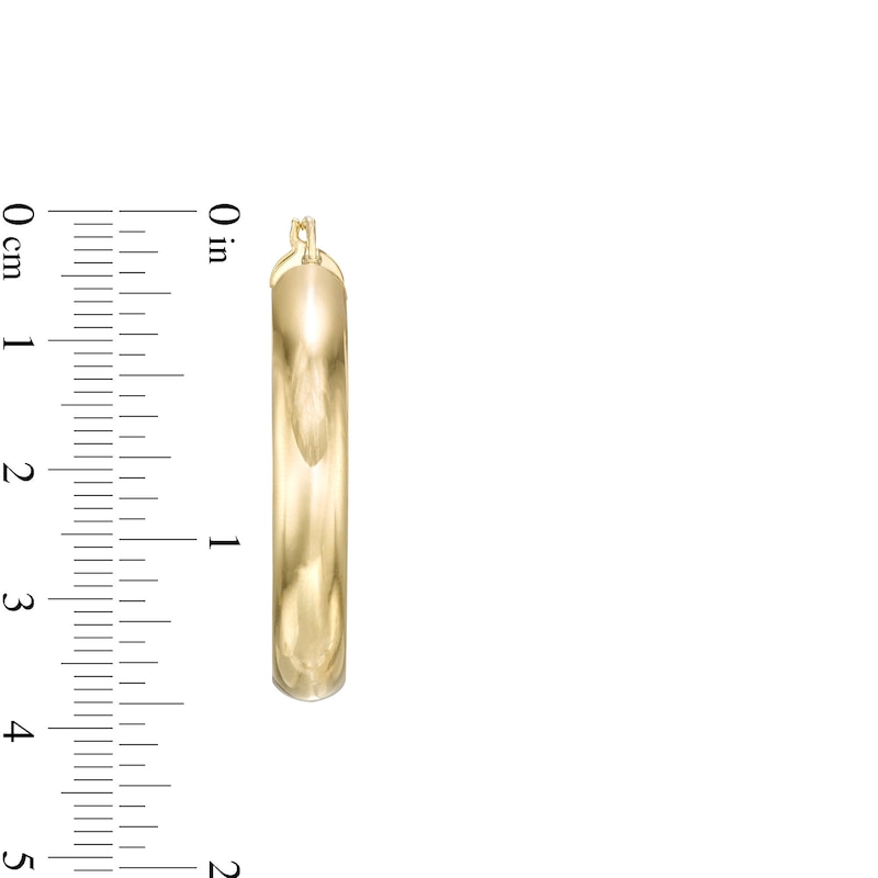 Main Image 3 of Flat 38.0mm Oval Hoop Earrings in Hollow 14K Gold