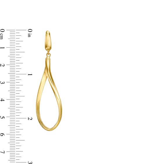 Curvy Oval Dangle Drop Earrings in 14K Gold
