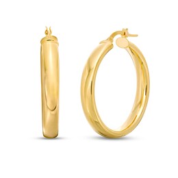 Flat 25.0mm Hoop Earrings in Hollow 14K Gold