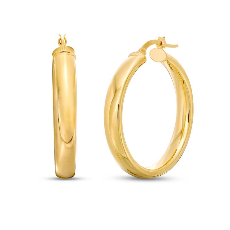 Main Image 1 of Flat 25.0mm Hoop Earrings in Hollow 14K Gold