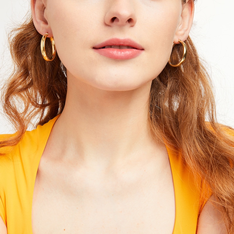 Main Image 2 of Flat 25.0mm Hoop Earrings in Hollow 14K Gold