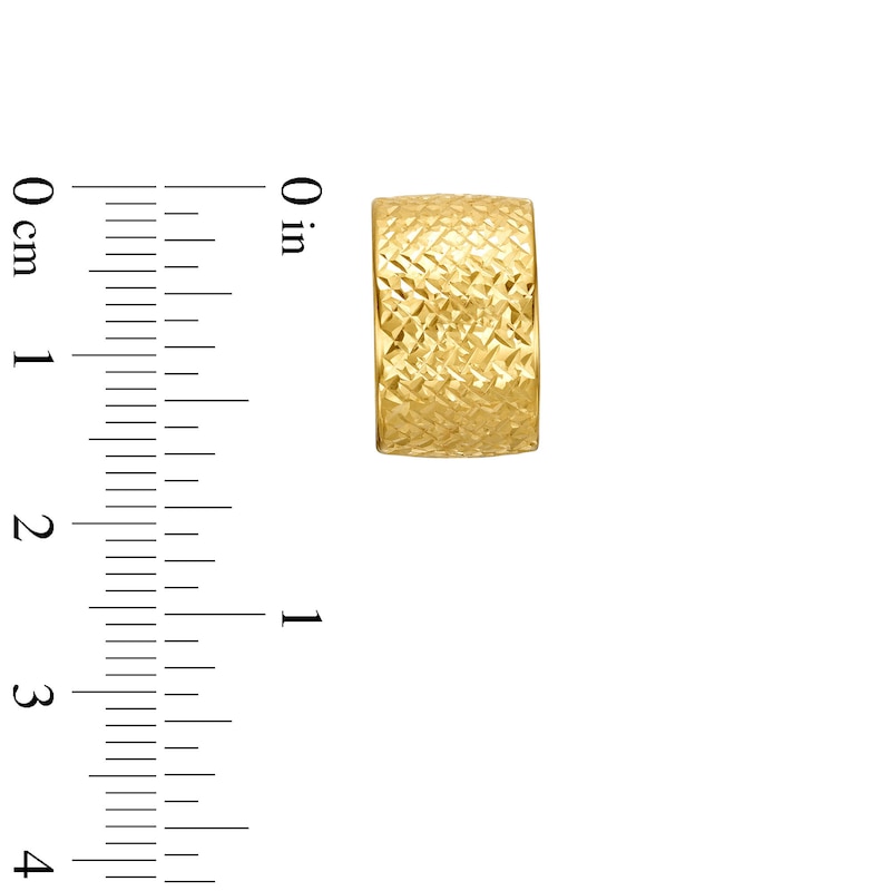 Main Image 3 of Oro Diamante™ 10.0mm Diamond-Cut J-Hoop Earrings in 14K Gold