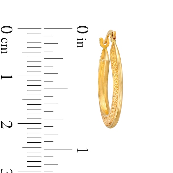 Basket Textured Oval Hoop Earrings in 14K Gold