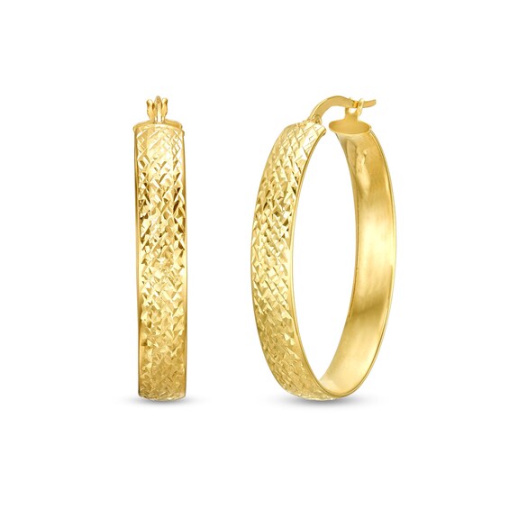 Oro Diamante⢠36.0mm Diamond-Cut Oval Hoop Earrings in 14K Gold