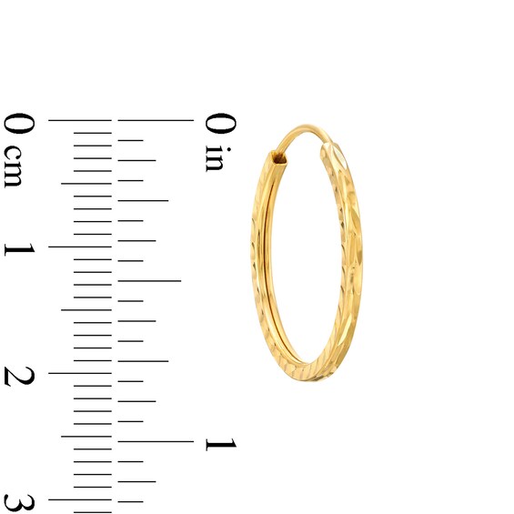 Diamond-Cut Endless 20.0mm Hoop Earrings in Hollow 14K White Gold