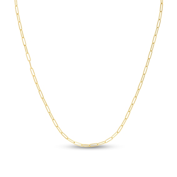 2.1mm Paper Clip Chain Necklace in Hollow 14K Gold