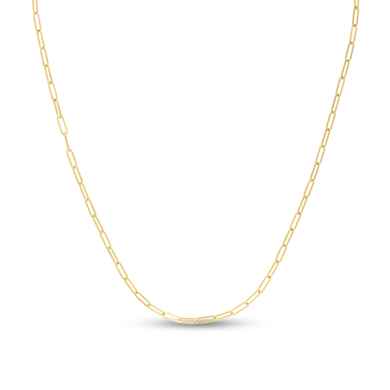 2.1mm Paper Clip Chain Necklace in Hollow 14K Gold - 18"