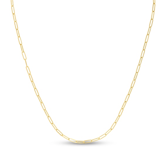 2.1mm Paper Clip Chain Necklace in Hollow 14K Gold - 20"