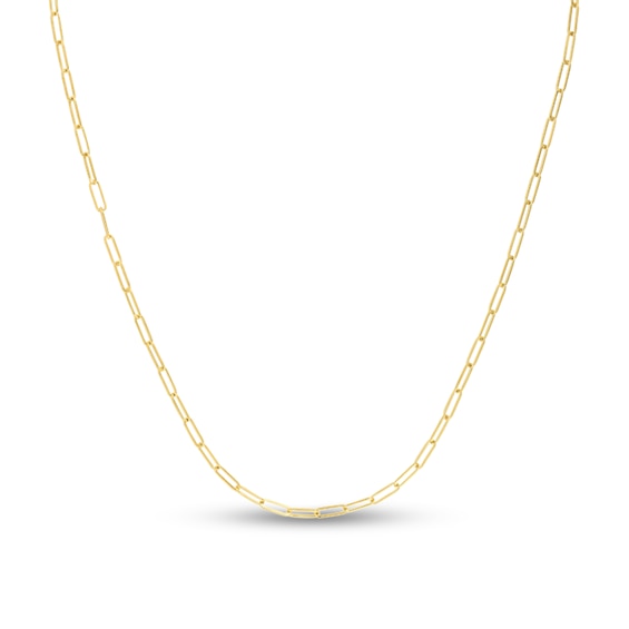 2.1mm Paper Clip Chain Necklace in Hollow 14K Gold - 24"