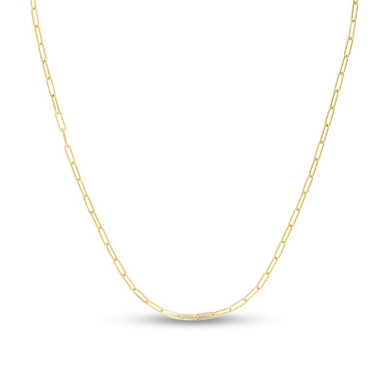 2.1mm Paper Clip Chain Necklace in Hollow 14K Gold - 24"