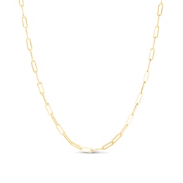 3.2mm Paper Clip Chain Necklace in Hollow 14K Gold - 16.25"