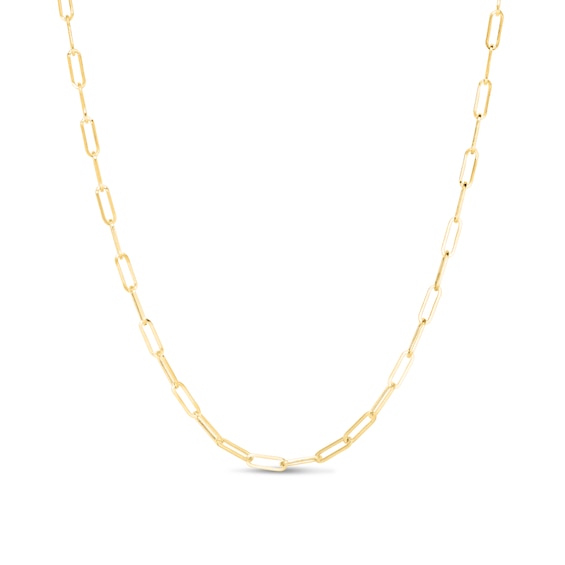 3.2mm Paper Clip Chain Necklace in Hollow 14K Gold - 16.25"