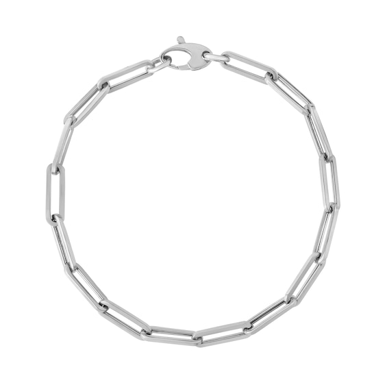 4.2mm Paper Clip Chain Bracelet in Hollow 14K White Gold - 7.5"