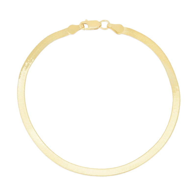 3.8mm Herringbone Chain Bracelet in Hollow 14K Gold - 7.0"