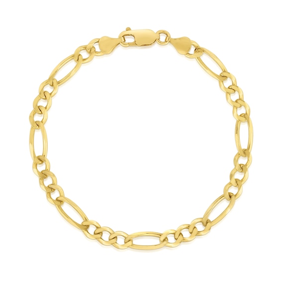 4.5mm Figaro Chain Bracelet in Hollow 14K Gold - 8.0"