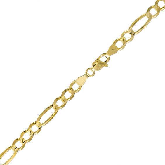 4.5mm Figaro Chain Bracelet in Hollow 14K Gold - 8.0"