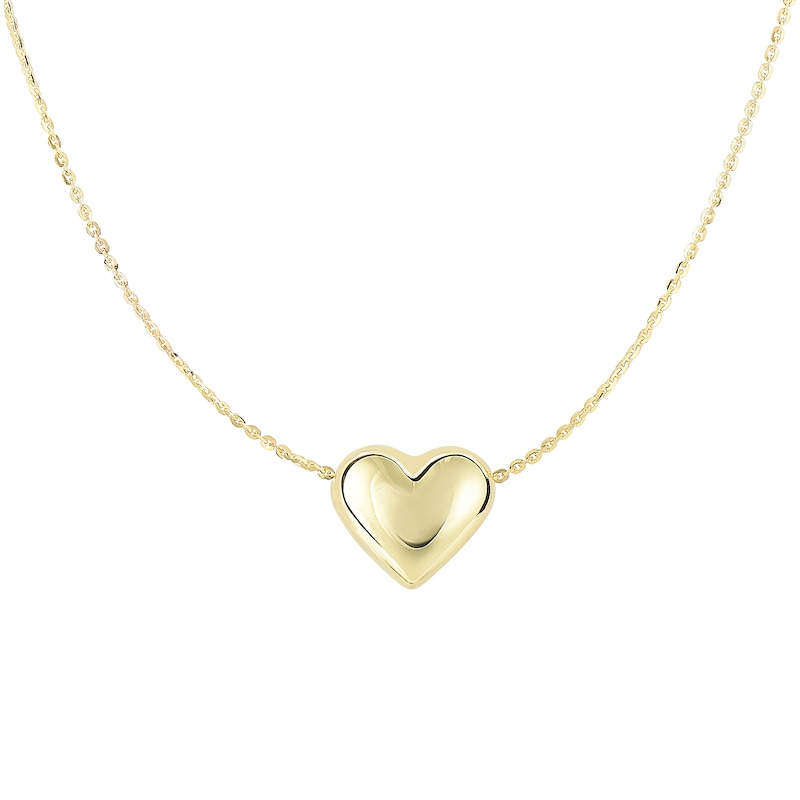 Main Image 1 of Puffed Heart Necklace in 14K Gold