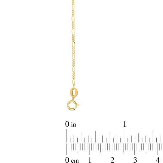 1.3mm Figaro Chain Anklet in Solid 14K Gold - 10"