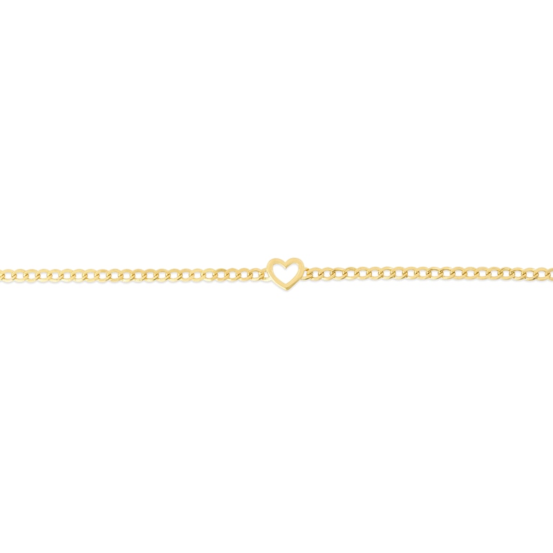 Heart 3.4mm Curb Chain Bracelet in 14K Gold - 7.0"