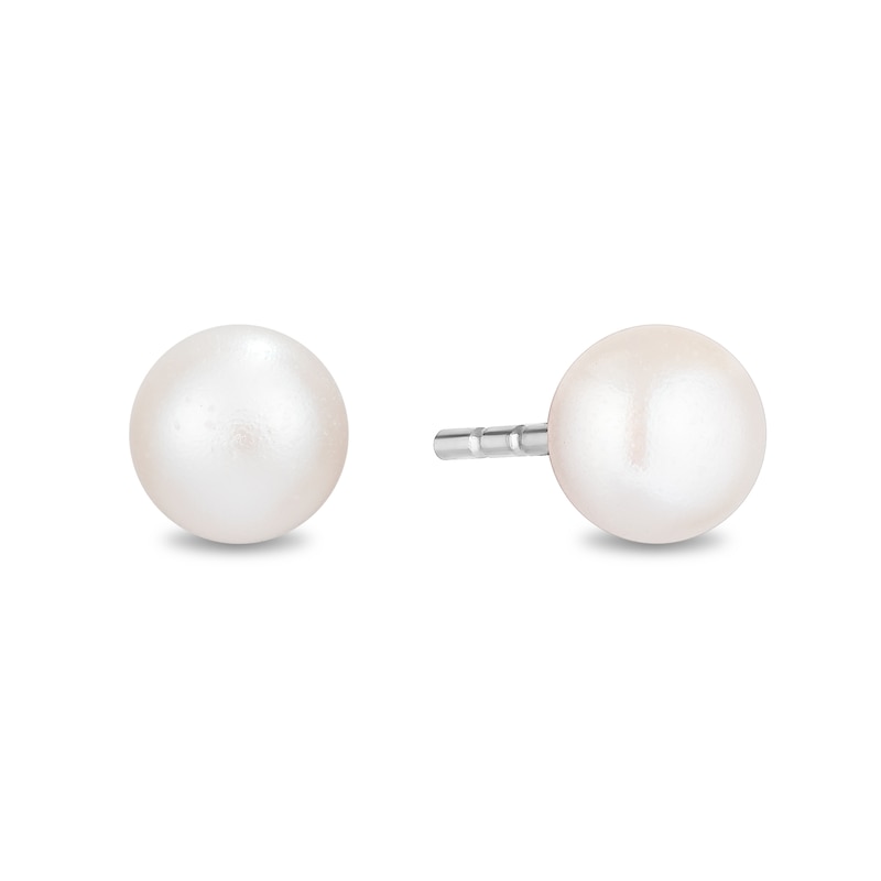 Main Image 3 of Enchanted Disney Ariel Freshwater Cultured Pearl Stud Earrings and Diamond Seashell Pendant in Sterling Silver