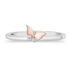 Thumbnail Image 4 of Enchanted Disney Mulan 1/10 CT. T.W. Diamond Butterflies Stacked Ring Set in Sterling Silver and 10K Rose Gold