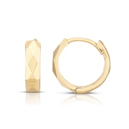 Geometric 12.6mm Huggie Hoop Earrings in 14K Gold