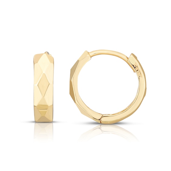 Geometric 12.6mm Huggie Hoop Earrings in 14K Gold