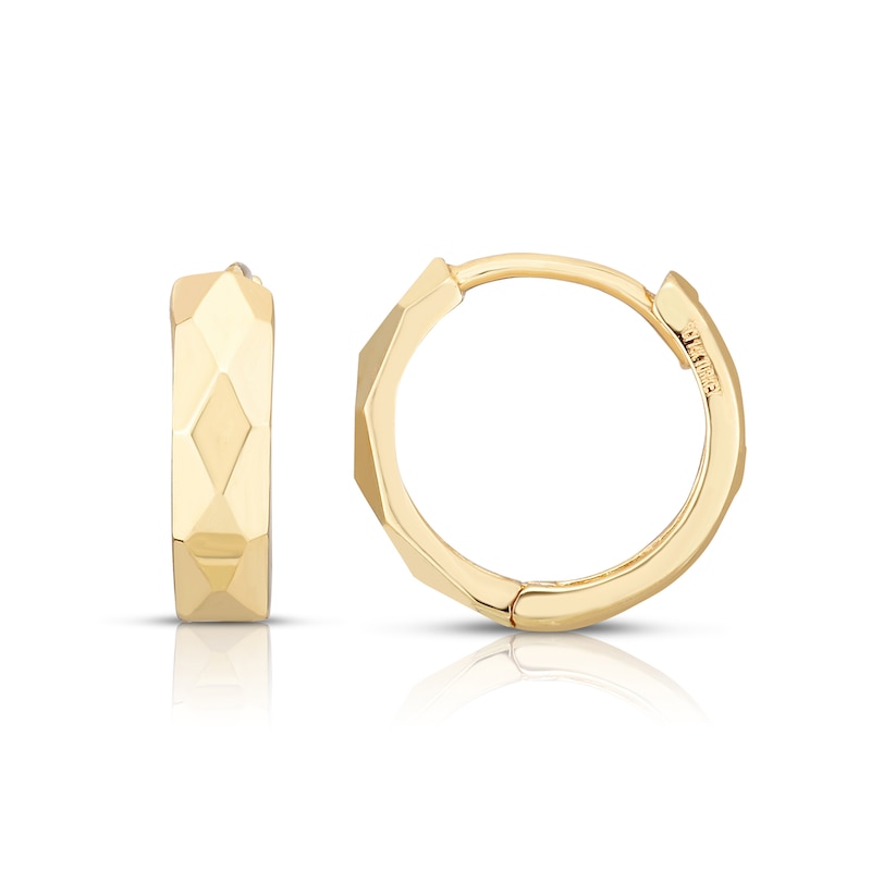 Main Image 1 of Geometric 12.6mm Huggie Hoop Earrings in 14K Gold