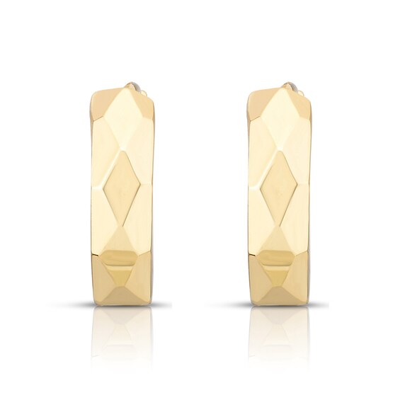 Geometric 12.6mm Huggie Hoop Earrings in 14K Gold