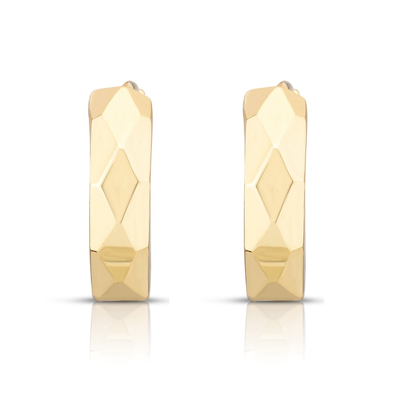 Main Image 2 of Geometric 12.6mm Huggie Hoop Earrings in 14K Gold